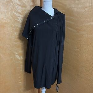 NWT Norma Kamali Side Snap Mini Dress In Black L